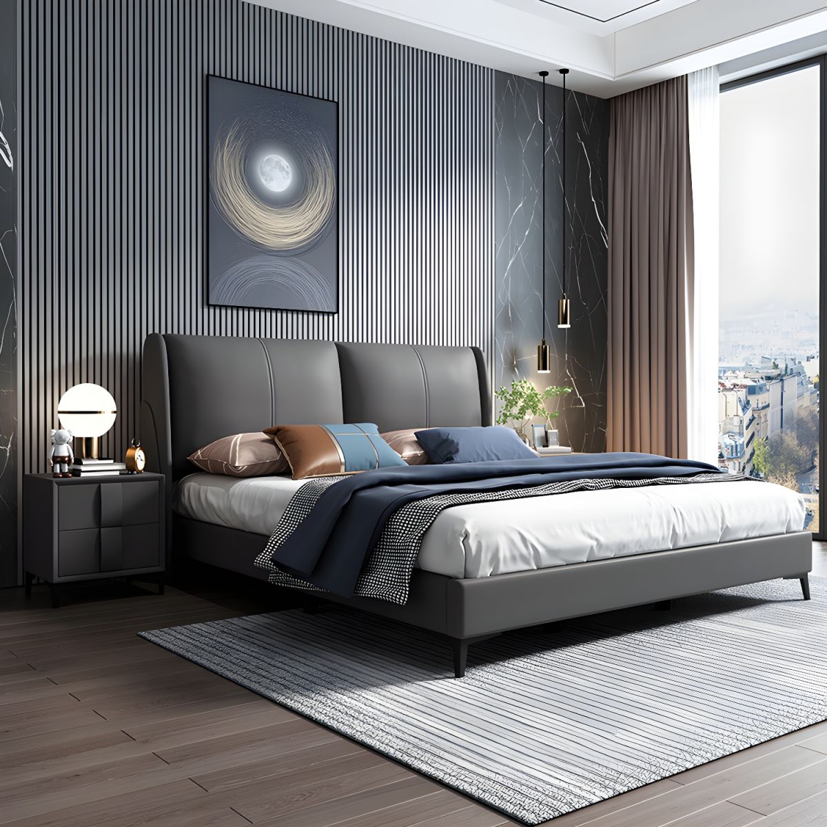 Calvio Modern Italian Leatherette Bed