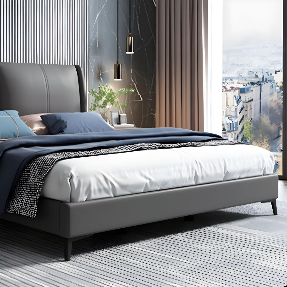 Calvio Modern Italian Leatherette Bed