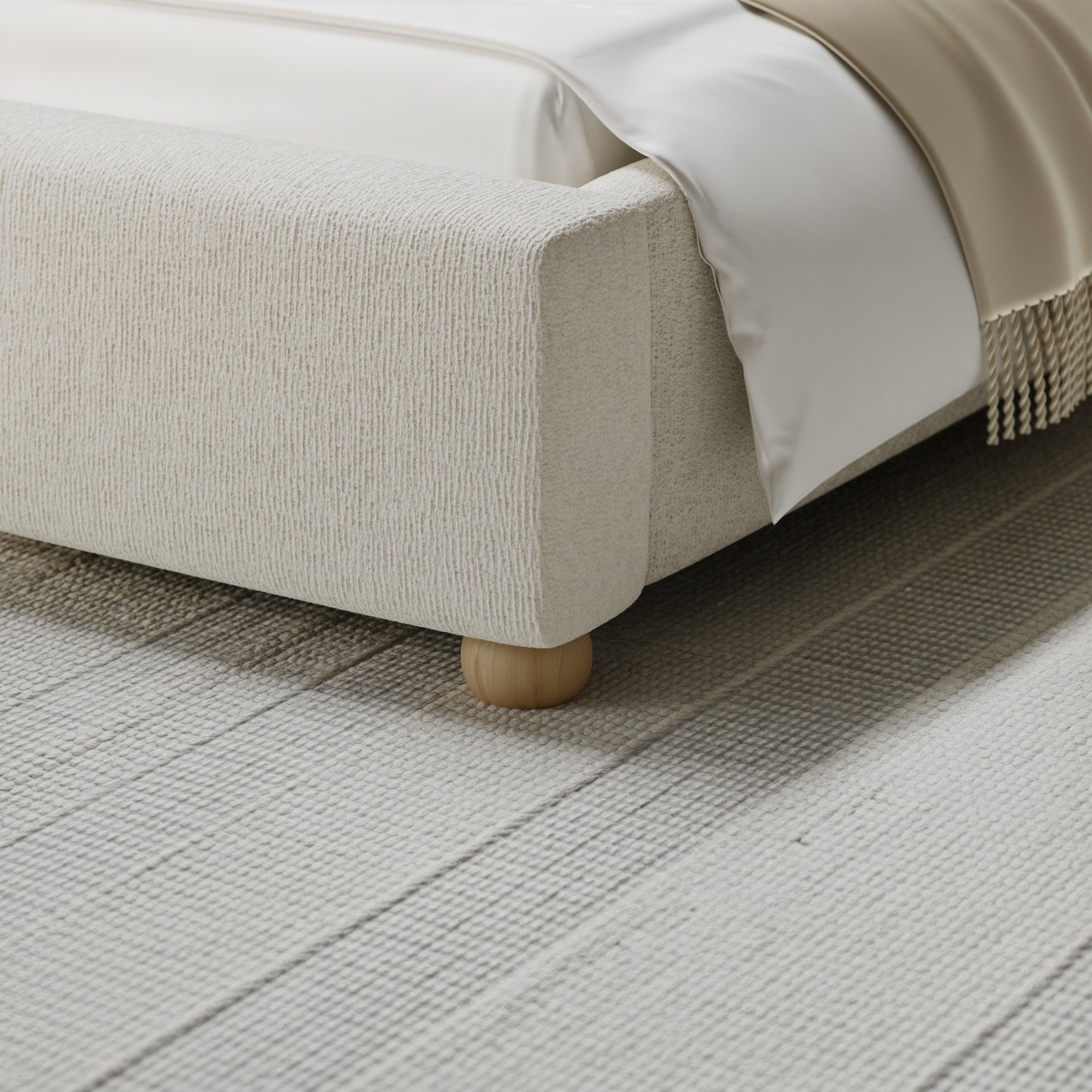 Angle Single Bed with Wide Curved Headboard