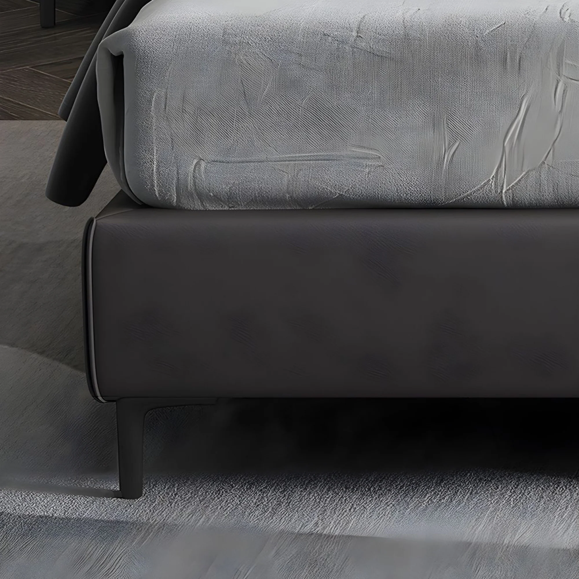 Armani Grey Upholstered Bed In Leatherette