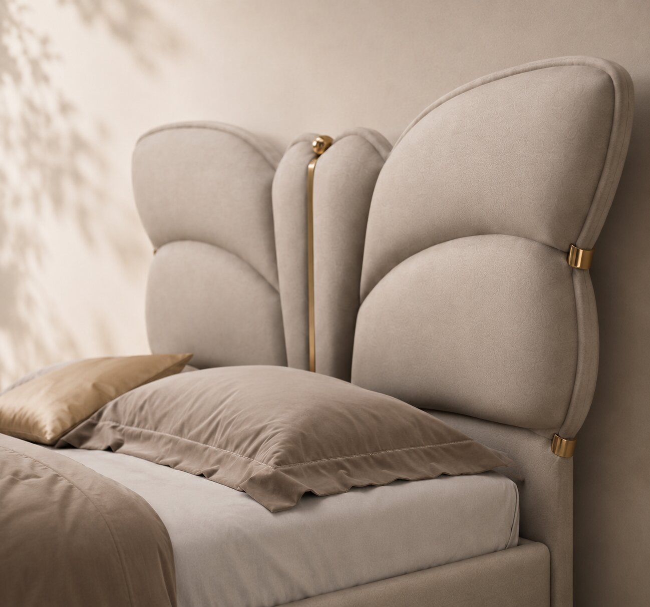 Butterfly Premium Upholstered Bed In Leatherette