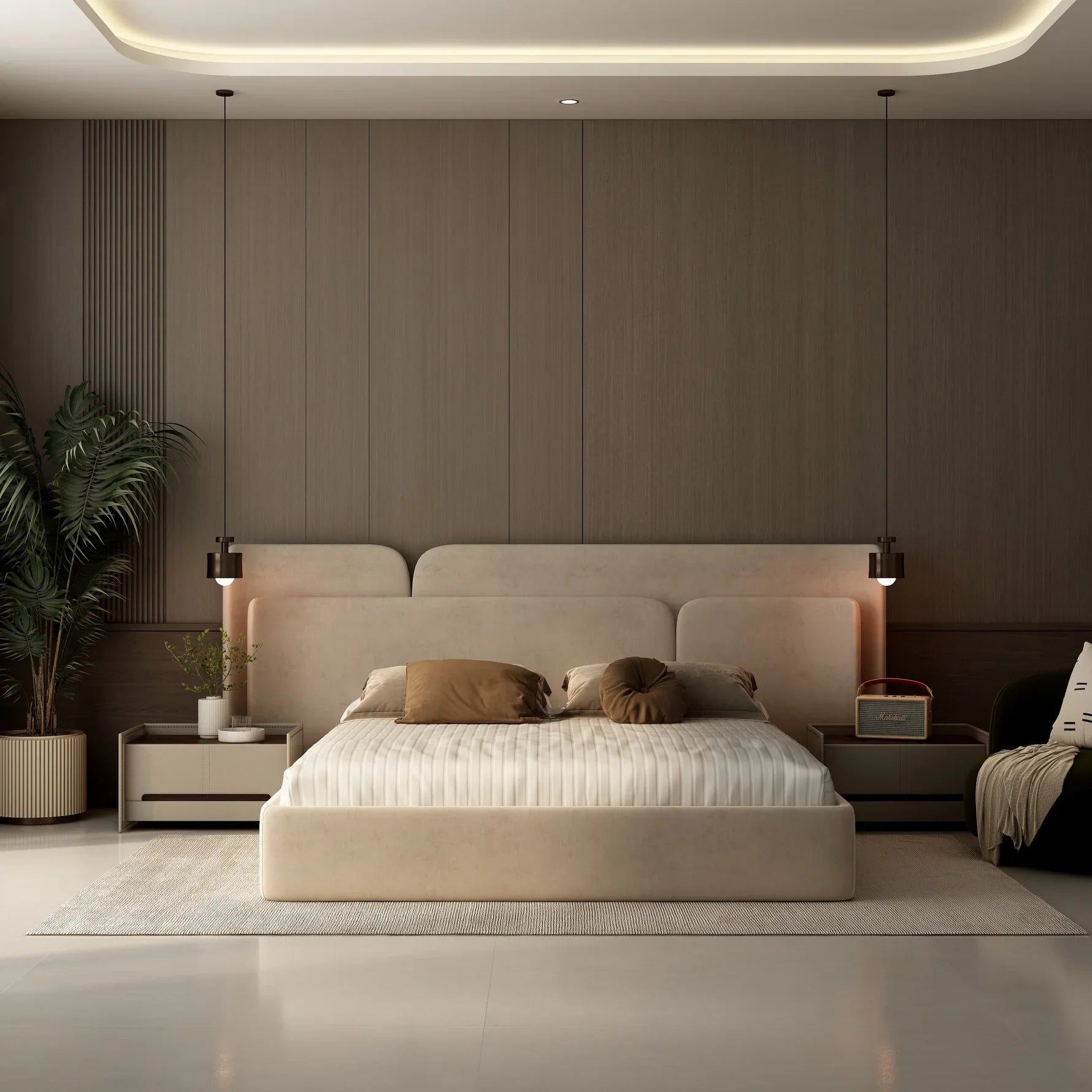 Esme Modern Italian Leather Upholstered Bed