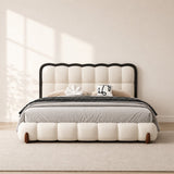 Hermes Cream Scallop Upholstered Bed In Boucle