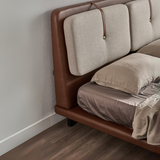 Luxe Strap Upholstered Sleek Bed Without Storage In Leatherette