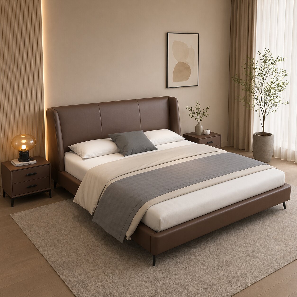 Morano Edge Premium Upholstered Bed In Leatherette