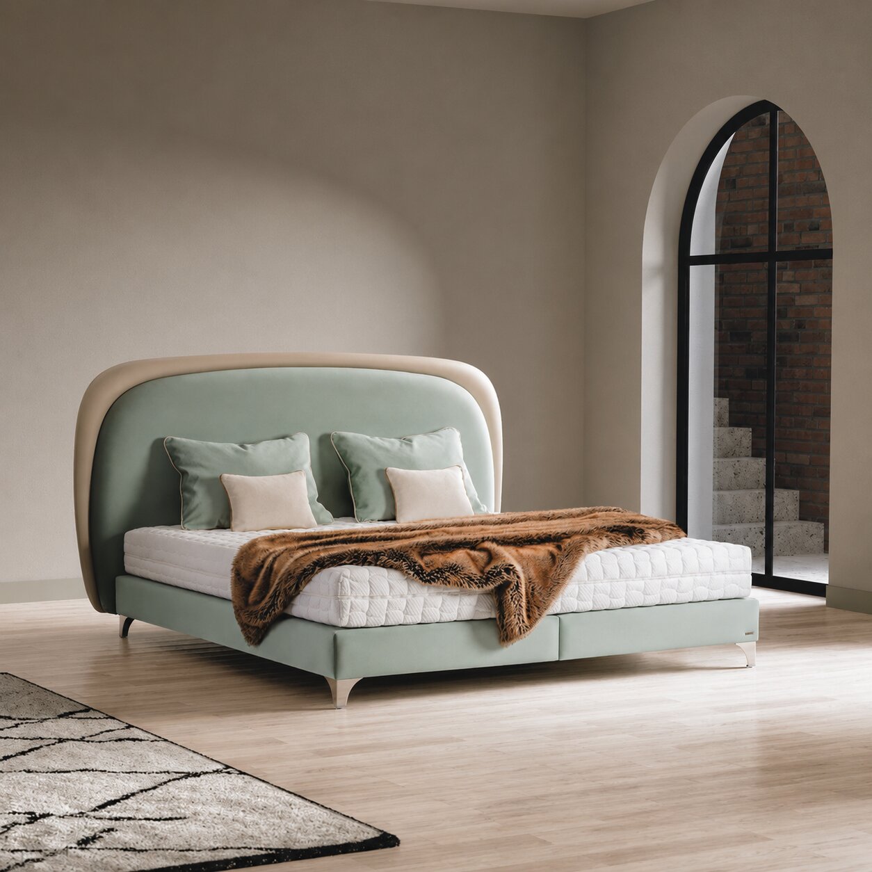 Royce Mint Upholstered Bed In Leatherette