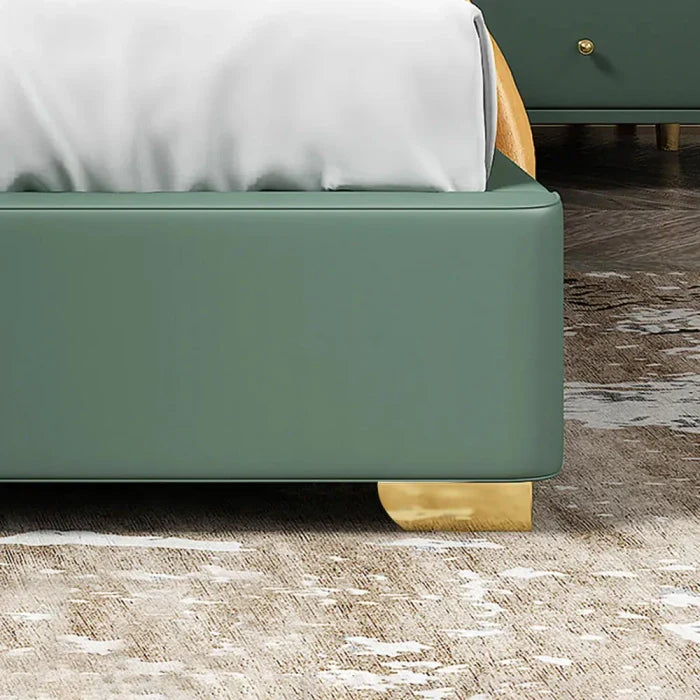 Urban Modern Green Leatherette Bed