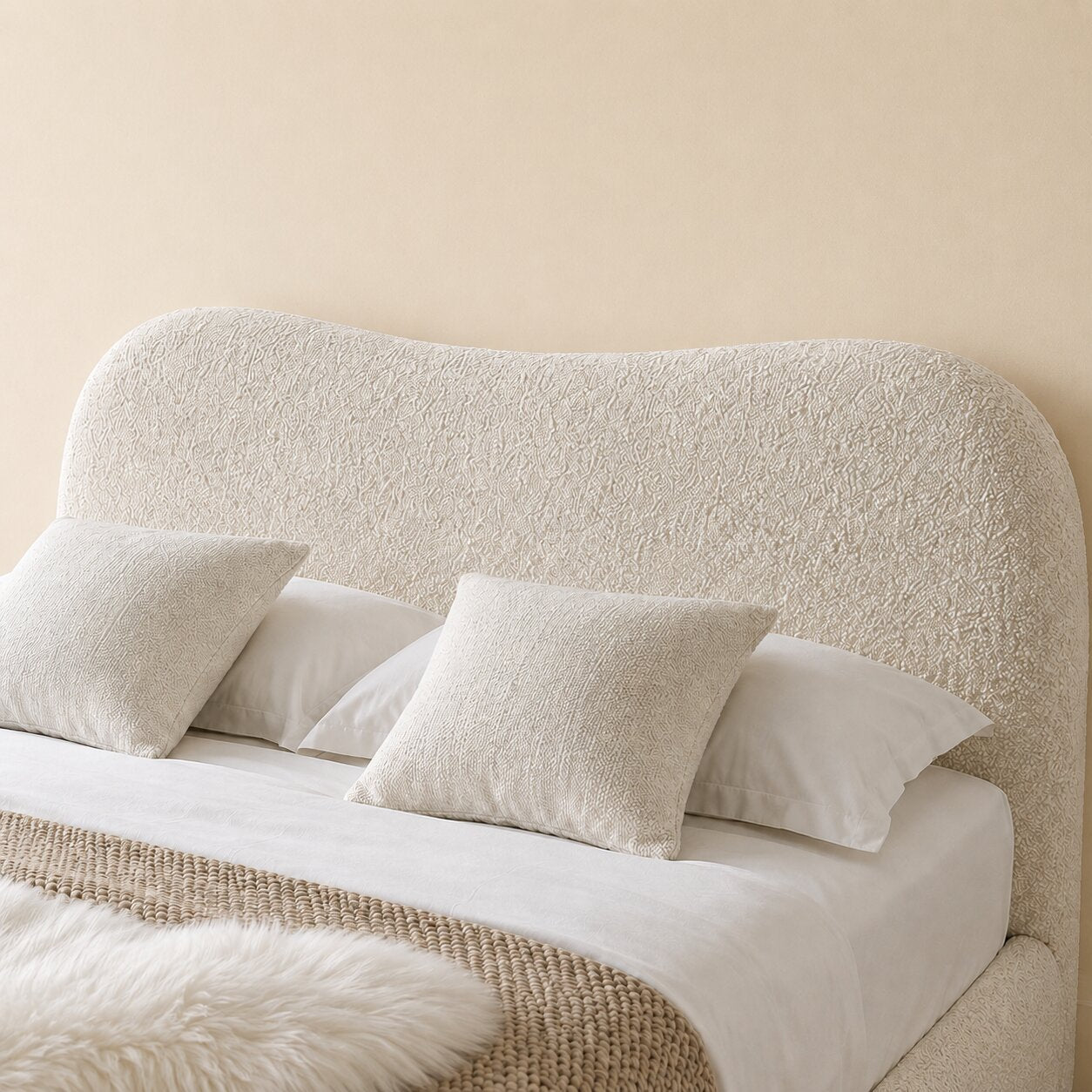 Tecco Upholstered Bed In Bouclé Towel Cloth