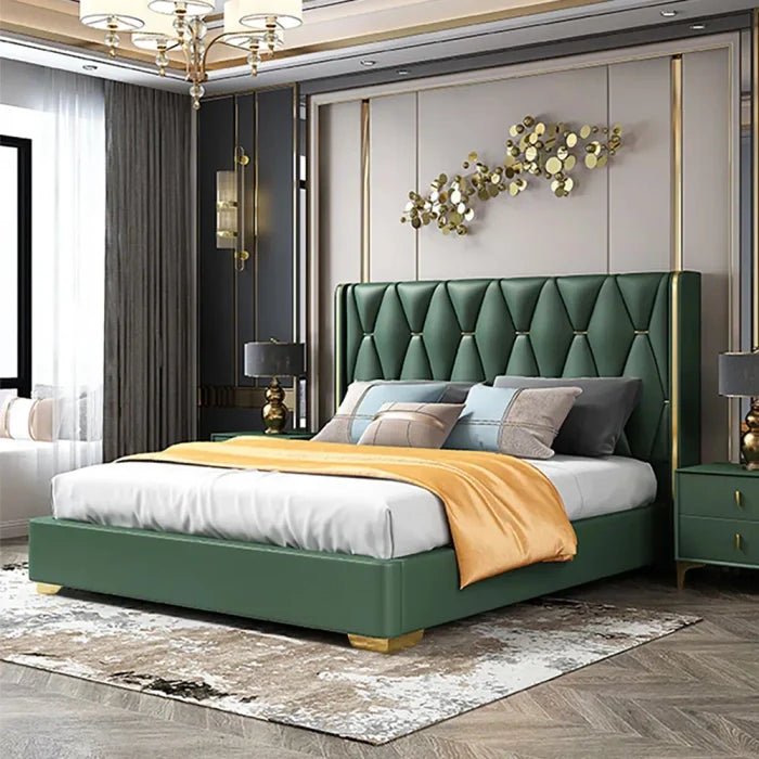 Urban Modern Green Leatherette Bed