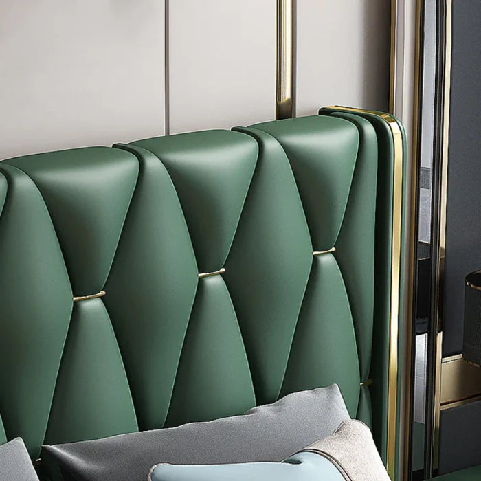 Urban Modern Green Leatherette Bed