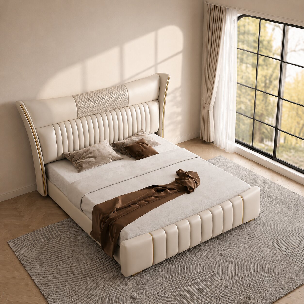 Valentino Crest Luxe Upholstered Bed In Leatherette