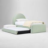 Sage Curve Velvet Upholstered Trundle Bed