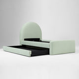 Sage Curve Velvet Upholstered Trundle Bed