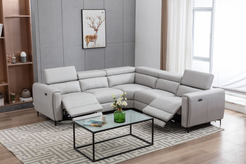 REBECCA POWER RECLINING CORNER SOFA WITH USB PORT (BEIGE)