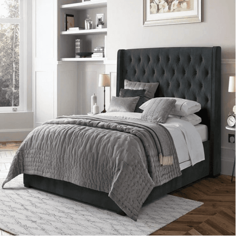 Caspian Suede Upholstered Bed