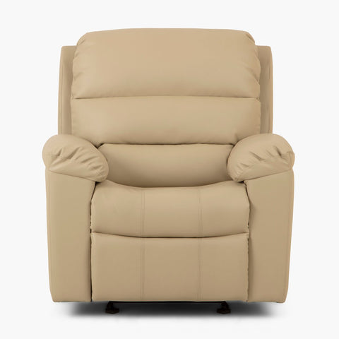 Petals Solid Beige Faux Leather Manual 1-Seater Recliner