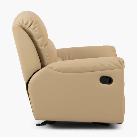 Petals Solid Beige Faux Leather Manual 1-Seater Recliner