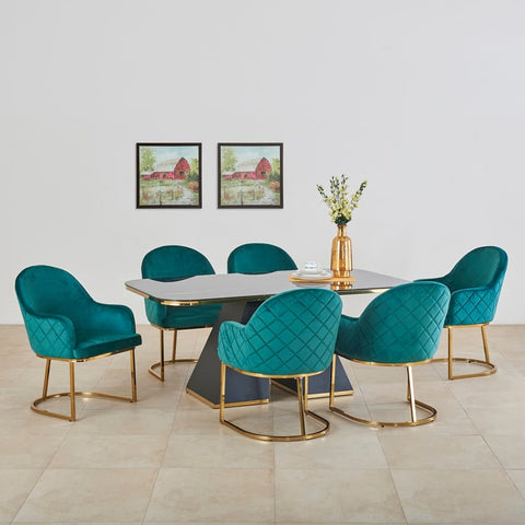 Monarch Glass Top 6-Seater Dining Table