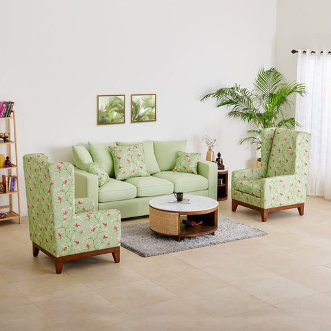 Cane Connection Fabric 3-Seater Sofa