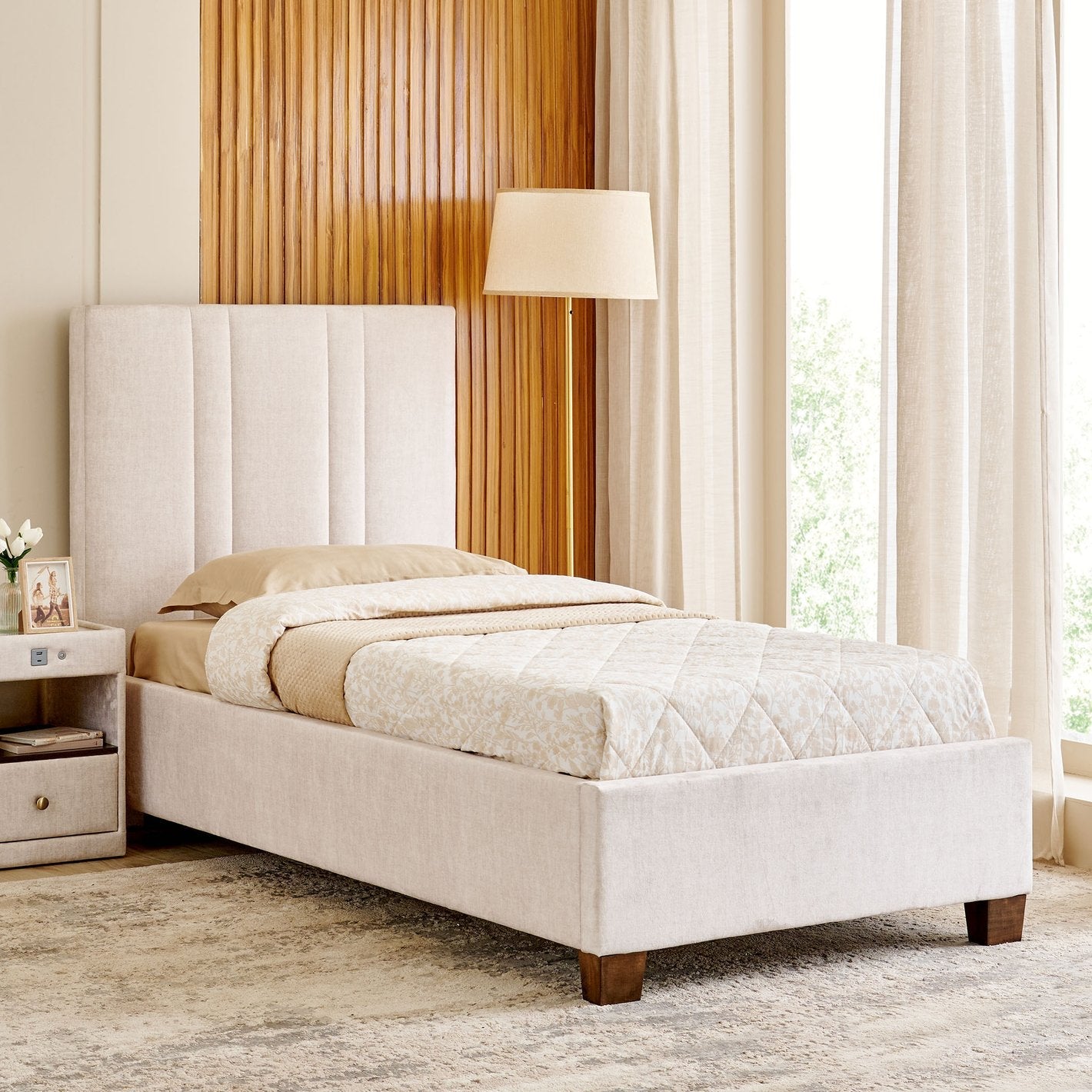 Star Cream Elite Single Upholstered Bed