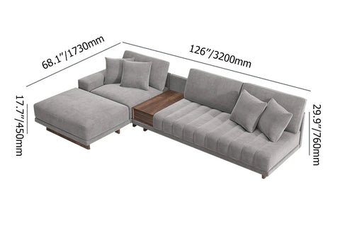 LShaped Blue Modular Sectional Sofa Chaise with Ottoman for Living Room