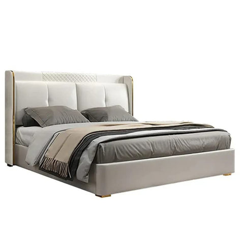 White Tansil Leatherette Upholstered Bed