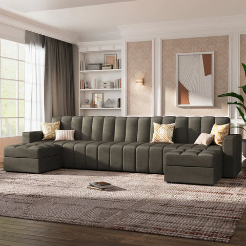 HONBAY U-Shaped Tufted Modular Sofa