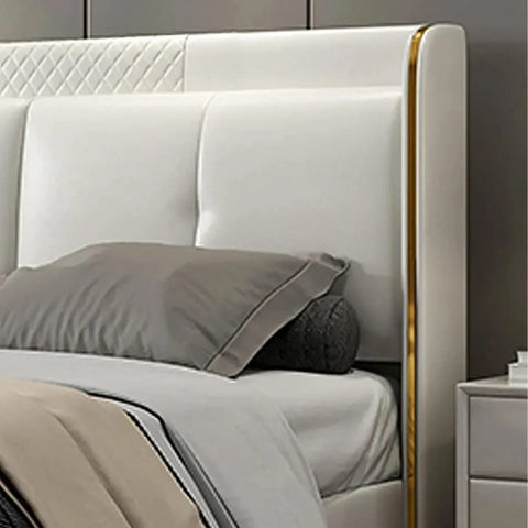 White Tansil Leatherette Upholstered Bed