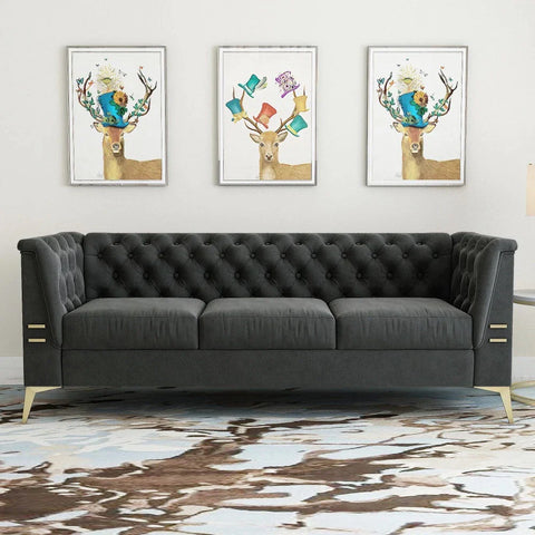 Loft Chesterfield Sofa Set In Suede