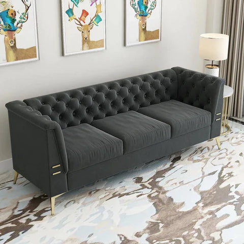 Loft Chesterfield Sofa Set In Suede