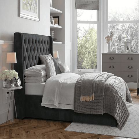 Caspian Suede Upholstered Bed