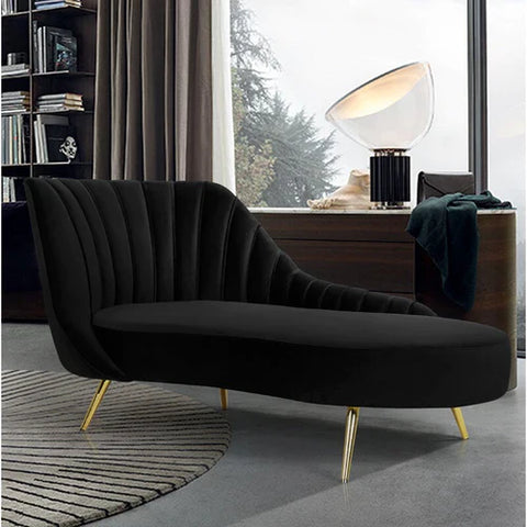 Johnnathon Velvet Left-Arm Chaise Recessed Arms