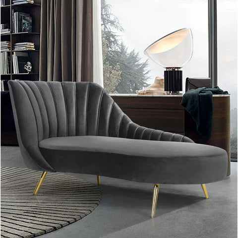 Johnnathon Velvet Left-Arm Chaise Recessed Arms