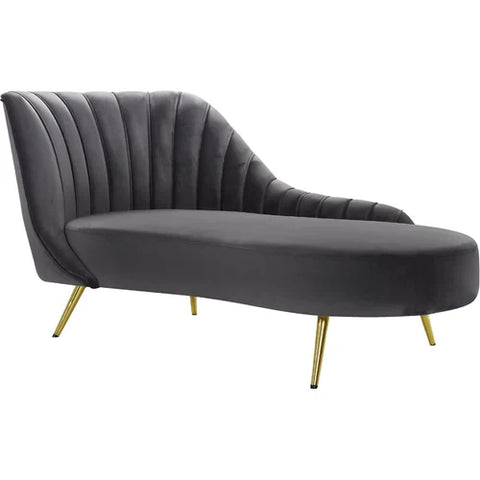 Johnnathon Velvet Left-Arm Chaise Recessed Arms