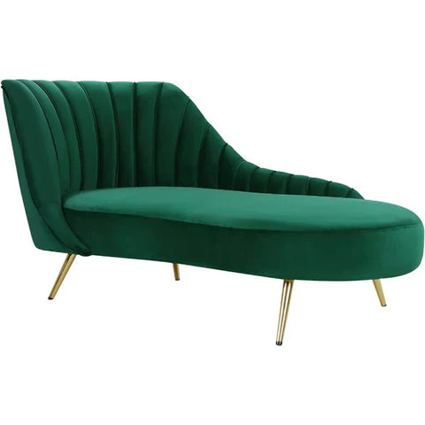 Johnnathon Velvet Left-Arm Chaise Recessed Arms