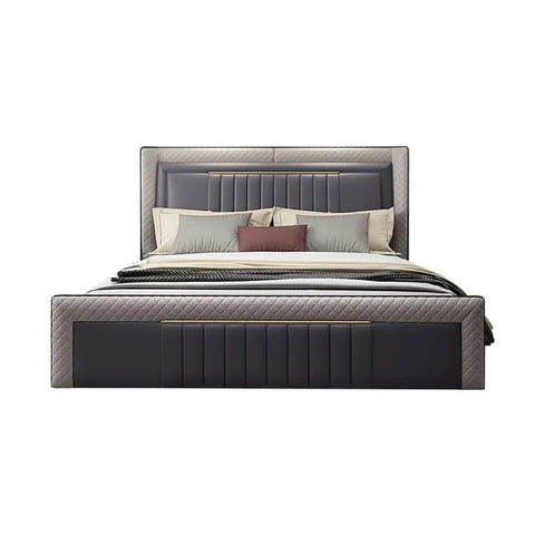 Dominion Vertical Tufting Grey Leatherette Bed