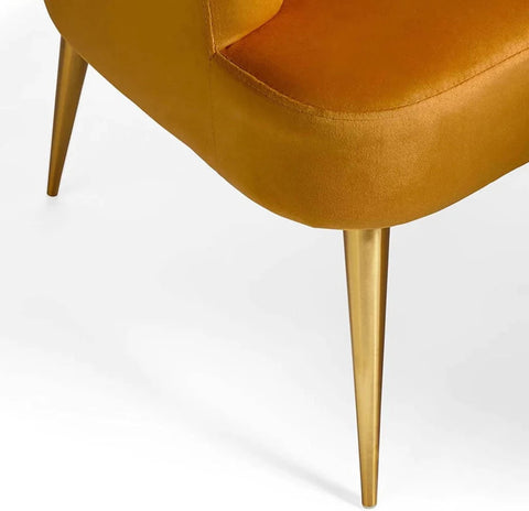 Opening-shell-designer-orange-velvet-lounge-chair