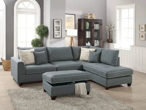 Mead Upholstered Sectional Sofa & Ottoman