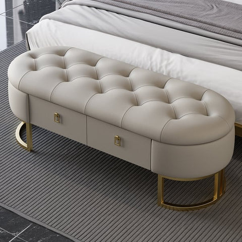 Modern Tufted louger With 2 Drawers In Leather