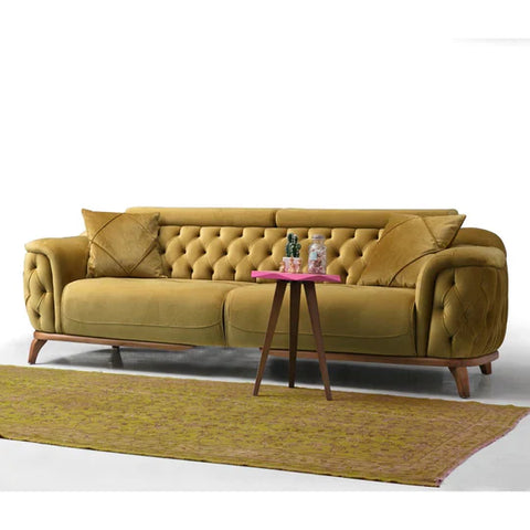 Turkish Bobran Modern Luxury sofa in velvet "Dusky Yellow Green Combination"