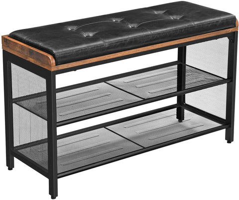 Shoe Rack With Seat, Storage Bench with Mesh Shelf