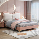 Blush Pink Kids Upholstered Bed In Leatherette