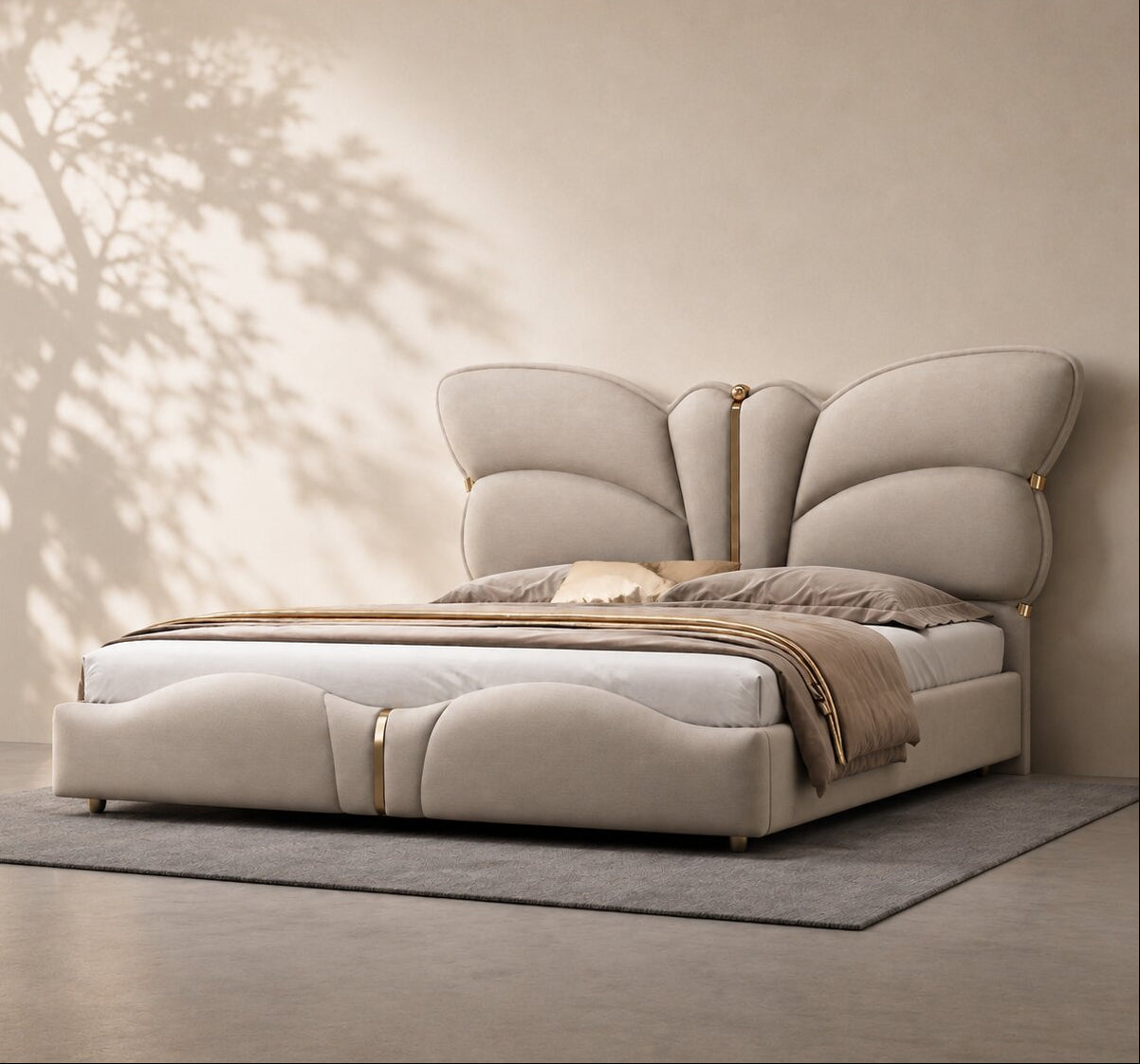Butterfly Premium Upholstered Bed In Leatherette