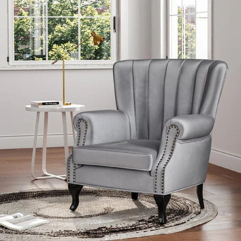 Cadsden Wide Tufted Velvet Wingback Chair