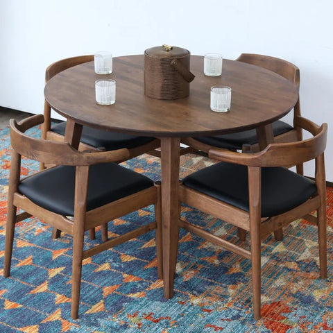 Wooden Rounded 4 Seater Dining Set