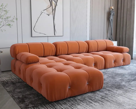 Nordic l shape Sectional sofa Modular Combination Velvet