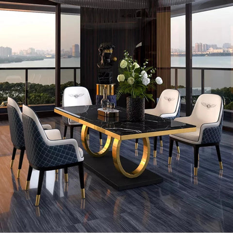 Bosco Luxury Dinning Table In Leatherite Chairs