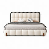 Hermes Cream Scallop Upholstered Bed In Boucle