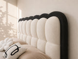 Hermes Cream Scallop Upholstered Bed In Boucle