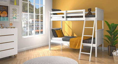 Wood Bunk Bed In White Colour TMT (705)